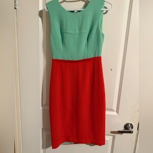 BCBGMaxAzria Mint and Orange Midi Dress